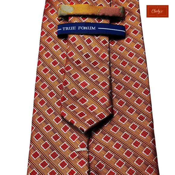 True Forum Orange/Red 100% Silk Tie 60" Long 4" Wide(ID159) - Picture 8 of 8